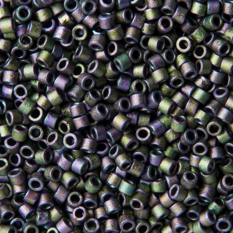 Miyuki DELICA Seed Beads Rocailles, Matte Metallic Purple Green Gold Iris (DB1053), Glass, Japan