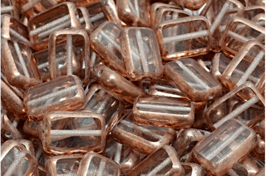Table Cut Rectangle Beads, Crystal Copper Splash (00030-86750), Glass, Czech Republic