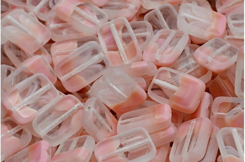 Table Cut Rectangle Beads, Opaque Pink Matte (76018-84100), Glass, Czech Republic