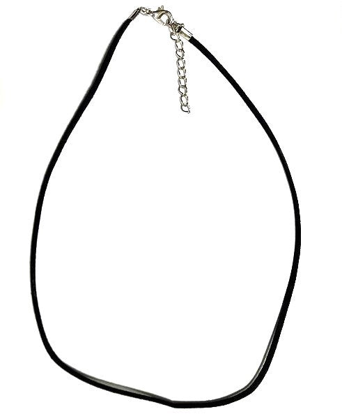 Necklace - imitation leather, black, approx. 45cm / 2.5 mm + extension chain approx. 4 cm