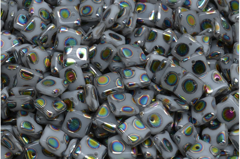 Squarelet Beads, White 28101A (02010-28101A), Glass, Czech Republic