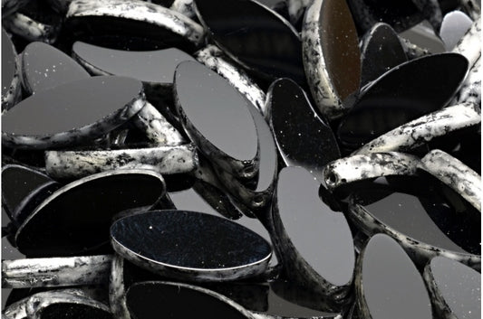 桌切船扁珠，黑银飞溅（23980-86700），玻璃，捷克共和国