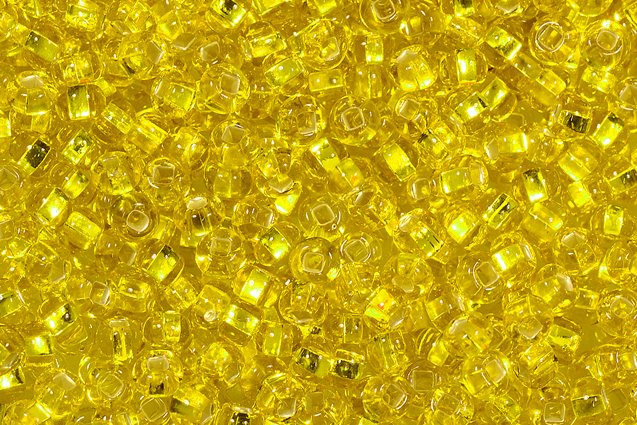 Round Preciosa Ornela Rocailles Seed Beads, Transp. Yellow Amber, Silver Lined (87010), Glass, Czech Republic