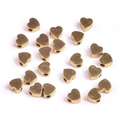 Decorative piece - heart, approx. 6 x 3.5 mm, hole diameter approx. 1.8 mm, Stainless Steel 304