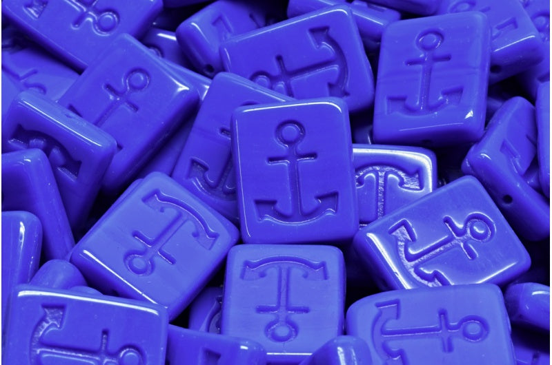 Anchor Design Rectangle Beads, Opaque Blue (33120), Glass, Czech Republic