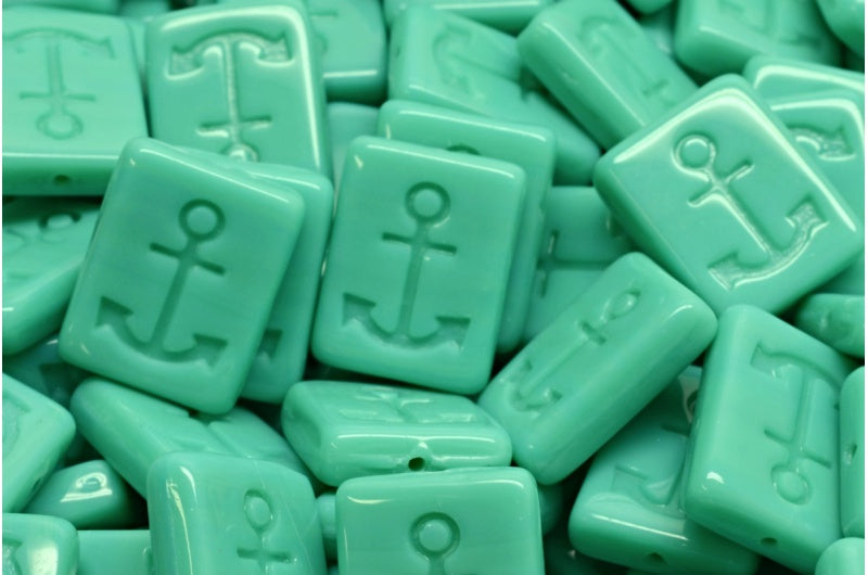 Anchor Design Rectangle Beads, Turquoise (63130), Glass, Czech Republic