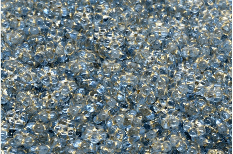 Forget Me Not Beads, Transparent Blue Gold Lined (30020-54302), Glass, Czech Republic