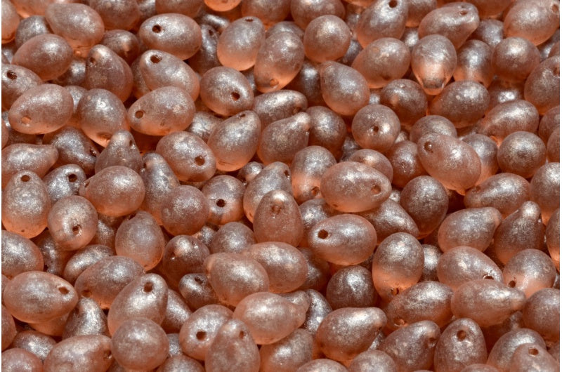 泪珠珠，透明粉红哑光铜溅 (70120-84100-86750)，玻璃，捷克共和国