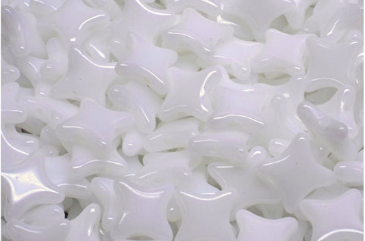 2穴フラットスタービーズ、ホワイト（02010）、ガラス、チェコ共和国