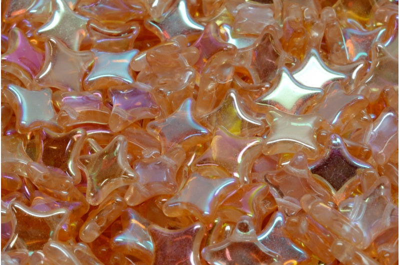 奥特莱斯 10 克 2 孔扁平星形珠，10 x 10 毫米，水晶 98531 (00030-98531)，玻璃，捷克共和国