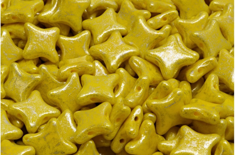 2穴フラットスタービーズ、イエローシルバーグレー（83120-34301）、ガラス、チェコ共和国