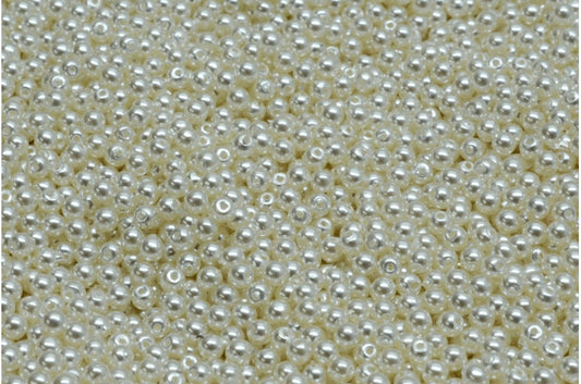 圆形德鲁克珠，白色珍珠 (02010-70402)，玻璃，捷克共和国