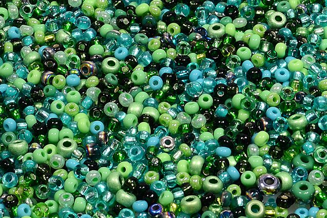 Round Preciosa Ornela Rocailles Seed Beads, Green Mix (ELENY), Glass, Czech Republic