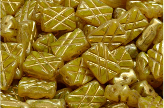 桌切设计矩形珠子，81230 金色飞溅 (81230-86720)，玻璃，捷克共和国