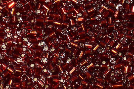 Bugles Preciosa Ornela Rocailles Seed Beads, Transp. Red, Silver Lined (97070), Glass, Czech Republic