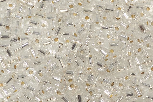 Bugles Preciosa Ornela Rocailles Seed Beads, Crystal, Silver Lined (78102), Glass, Czech Republic