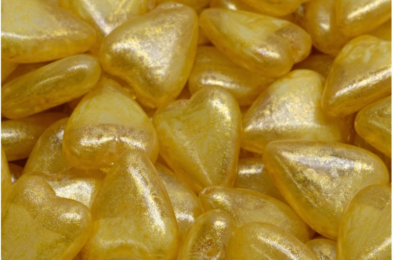 Elongated Heart Beads, White Light Yellow (R0201-34302), Glass, Czech Republic
