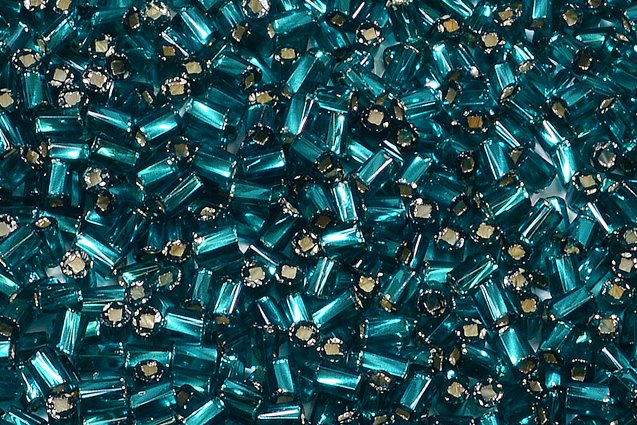 Bugles Preciosa Ornela Rocailles Seed Beads, Transp. Teal Green, Silver Lined (57710), Glass, Czech Republic