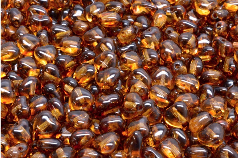 Heart Beads, Transparent Pink Travertin (70120-86800), Glass, Czech Republic