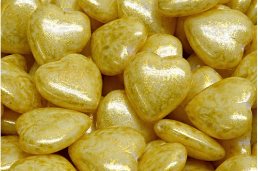 Heart Bead With Side Hole, White Light Yellow (02010-34302), Glass, Czech Republic