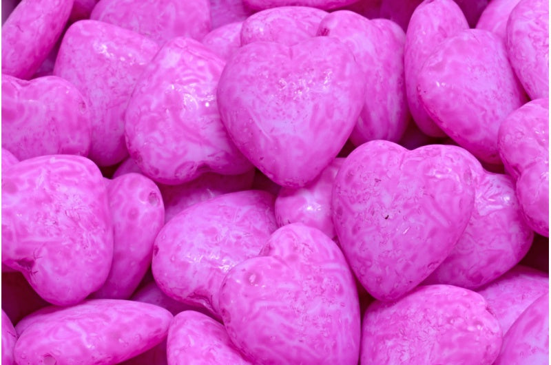 Heart Bead With Side Hole, White Light Pink Peach (02010-34305), Glass, Czech Republic