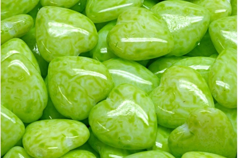 Heart Bead With Side Hole, White Light Green (02010-34310), Glass, Czech Republic