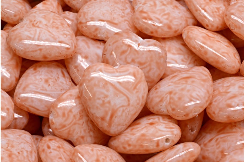 Heart Bead With Side Hole, White 84305 (02010-84305), Glass, Czech Republic