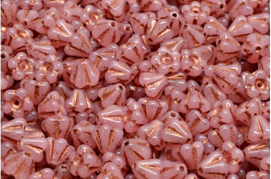 铃花珠，蛋白石粉红铜衬里（71400-54319），玻璃，捷克共和国