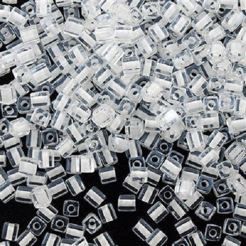 Miyuki Square Beads, Crystal White Lined (#1104), Glass, Japan