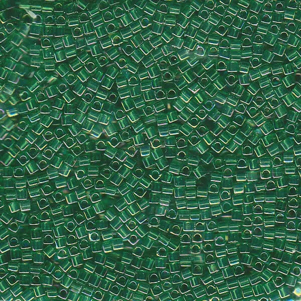 Miyuki Square Beads, Green AB (#0179), Glass, Japan