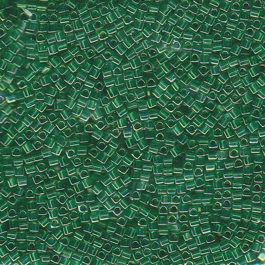 Miyuki Square Beads, Green AB (#0179), Glass, Japan