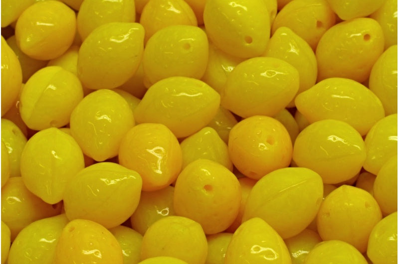 OUTLET 10 grams Lemon Beads, 10 x 14 mm, Opal Yellow (81210), Glass, Czech Republic
