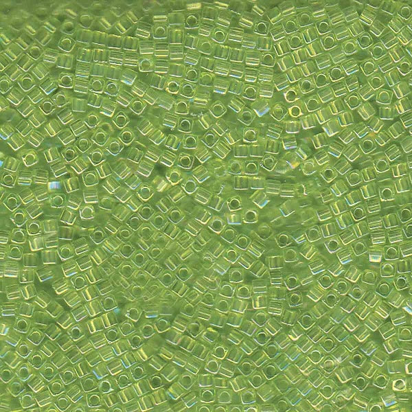 Miyuki Square Beads, chartreuse AB (#0258), Glass, Japan