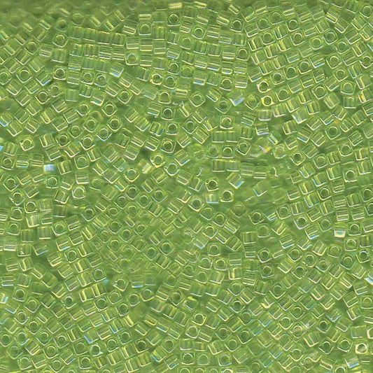 Miyuki Square Beads, chartreuse AB (#0258), Glass, Japan
