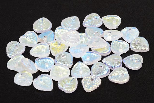 リーフビーズ、クリスタルエッチングAb（00030-LEPT-28701）、ガラス、チェコ共和国