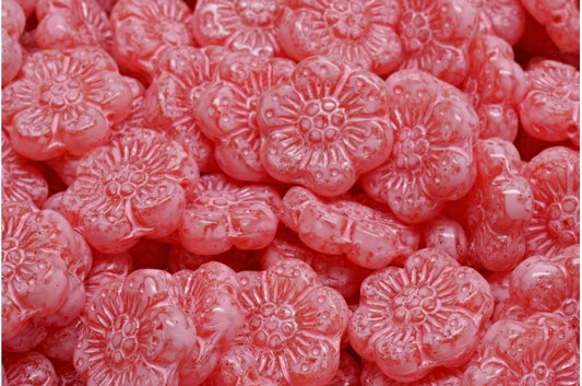 ボヘミアンフラワービーズ、R0932 ウォームパープルスポット（R0932-33304）、ガラス、チェコ共和国