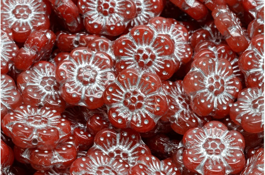 Boho Flower Beads, R0932 Silver Lined (R0932-54301), Glass, Czech Republic