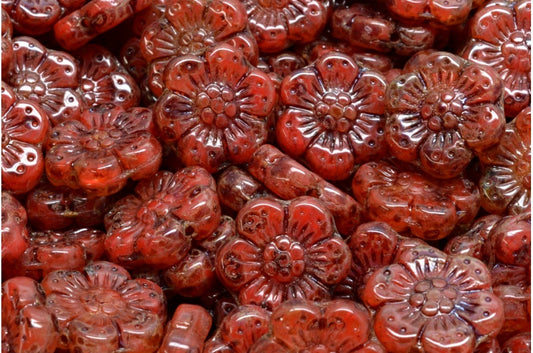 Boho Flower Beads, R0932 Travertin (R0932-86800), Glass, Czech Republic