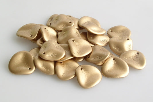 玫瑰花瓣珠，阿兹特克淡金色（01710），玻璃，捷克共和国