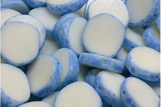 OUTLET 10 grams Table Cut 8 Edged Designed Beads, Gray Blue Spotted (83500-33308), Glass, Czech Republic