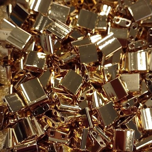 Miyuki Tila / Half Tila / Quater Tila 2-hole Beads, 24K Geniune Gold Plated (#24KAU), Glass, Japan