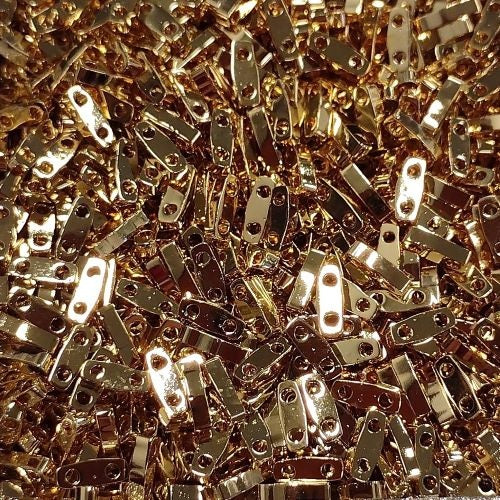 Miyuki Tila / Half Tila / Quater Tila 2-hole Beads, 24K Geniune Gold Plated (#24KAU), Glass, Japan