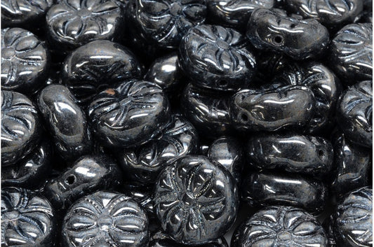 OUTLET 10 grams Round Spider Beads, 13 x 13 mm, Black Hematite (23980-14400), Glass, Czech Republic