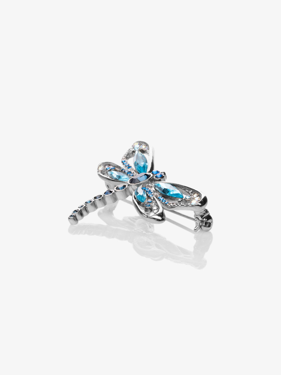 Brooch Vida Rhodium Plated Jewelry, Czech Crystal Glass Preciosa, Czech Bohemia PRECIOSA BEAUTY Jewelry, Blue