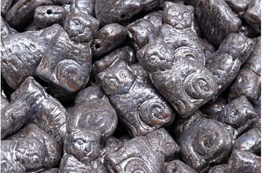 Cat Beads, R0001 Silver Gray (R0001-34301), Glass, Czech Republic