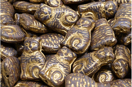 Cat Beads, R0001 Gold Lined (R0001-54302), Glass, Czech Republic
