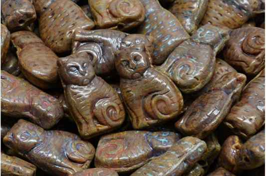 Cat Beads, R0001 Travertin (R0001-86800), Glass, Czech Republic