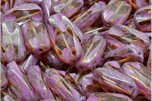 Table Cut Window Rectangle, Crystal Travertin Pink Spotted (00030-86800-33306), Glass, Czech Republic