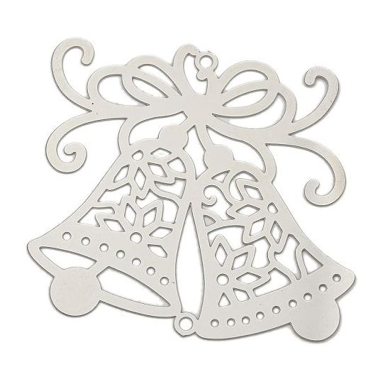 Decorative part - bells, approx. 43 x 45 x 0.3 mm, Stainless Steel 304