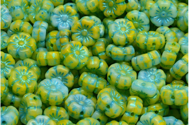 Mallow Flower, R2813 Light Blue Lined (R2813-43811), Glass, Czech Republic